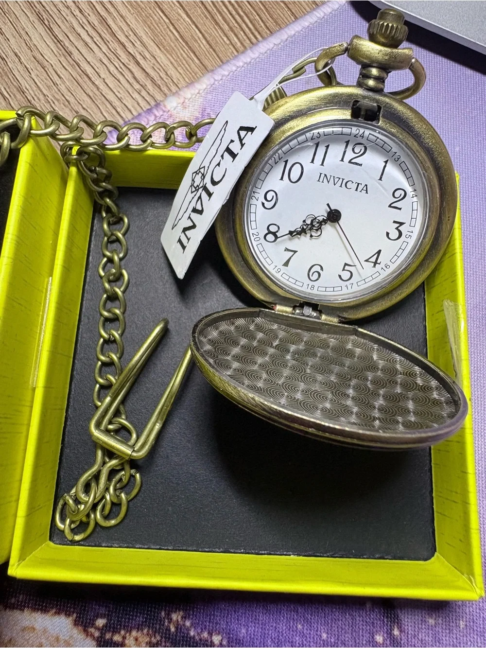 🇱🇷 INVICTA POCKET WATCH COLLECTION: Gold-Tone USA Eagle with American Flag NWT